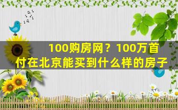 100购房网？100万首付在北京能买到什么样的房子
