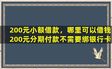 200元小额借款，哪里可以借钱200元分期付款不需要绑银行卡