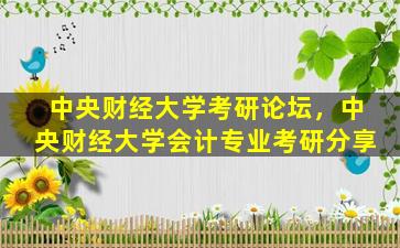 中央财经大学考研论坛，中央财经大学会计专业考研分享