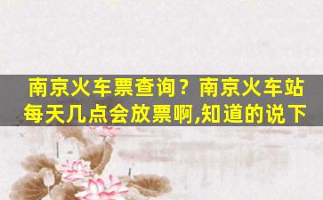 南京火车票查询？南京火车站每天几点会放票啊,知道的说下