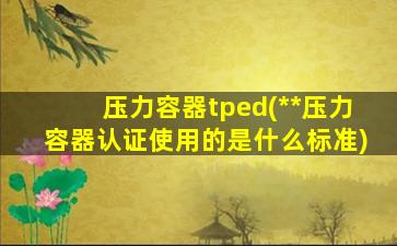 压力容器tped(**压力容器认证使用的是什么标准)插图