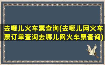 去哪儿火车票查询(去哪儿网火车票订单查询去哪儿网火车票查询)