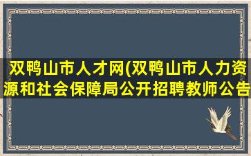 双鸭山市人才网(双鸭山市人力资源和社会保障局公开招聘教师公告)