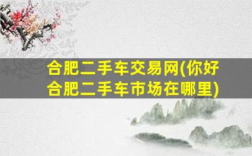 合肥二手车交易网(你好合肥二手车市场在哪里)