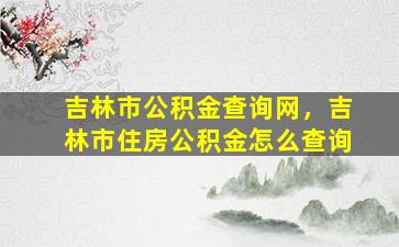 吉林市公积金查询网，吉林市住房公积金怎么查询