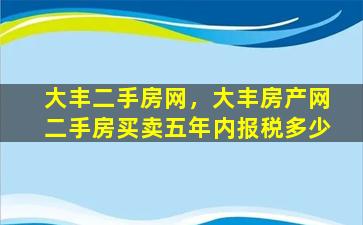 大丰二手房网，大丰房产网二手房买卖五年内报税多少