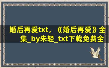婚后再爱txt，《婚后再爱》全集_by朱轻_txt下载免费全文阅读
