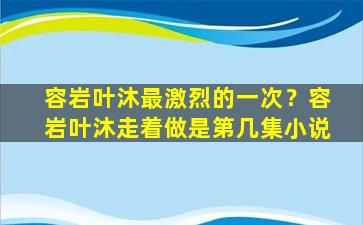 容岩叶沐最激烈的一次？容岩叶沐走着做是第几集小说