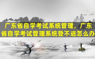 广东省自学考试系统管理，广东省自学考试管理系统登不进怎么办