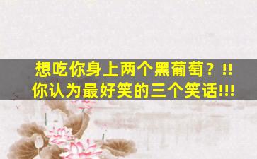 想吃你身上两个黑葡萄？!!你认为最好笑的三个笑话!!!