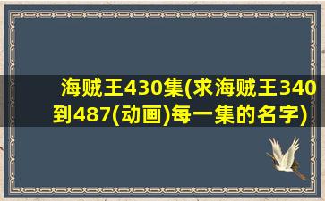 海贼王430集(求海贼王340到487(动画)每一集的名字)