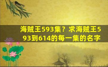 海贼王593集？求海贼王593到614的每一集的名字