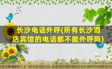 长沙电话外呼(所有长沙酒店宾馆的电话都不能外呼吗)