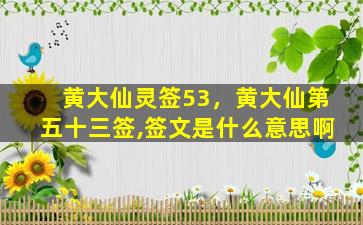 黄大仙灵签53，黄大仙第五十三签,签文是什么意思啊